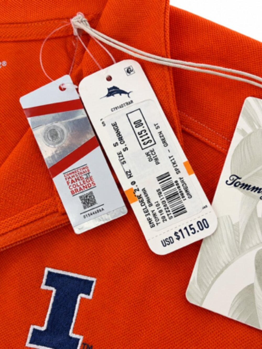 Tommy Bahama Illinois Fighting Illini Quarter Zip Pullover Orange Men’s Small - Picture 6 of 7